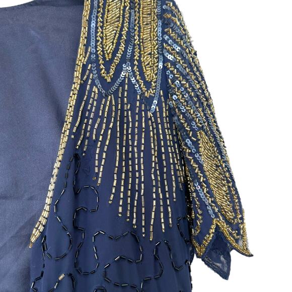 ASOS Virgos Lounge Lena Navy Beaded Maxi Dress Size 6 - Picture 9 of 16